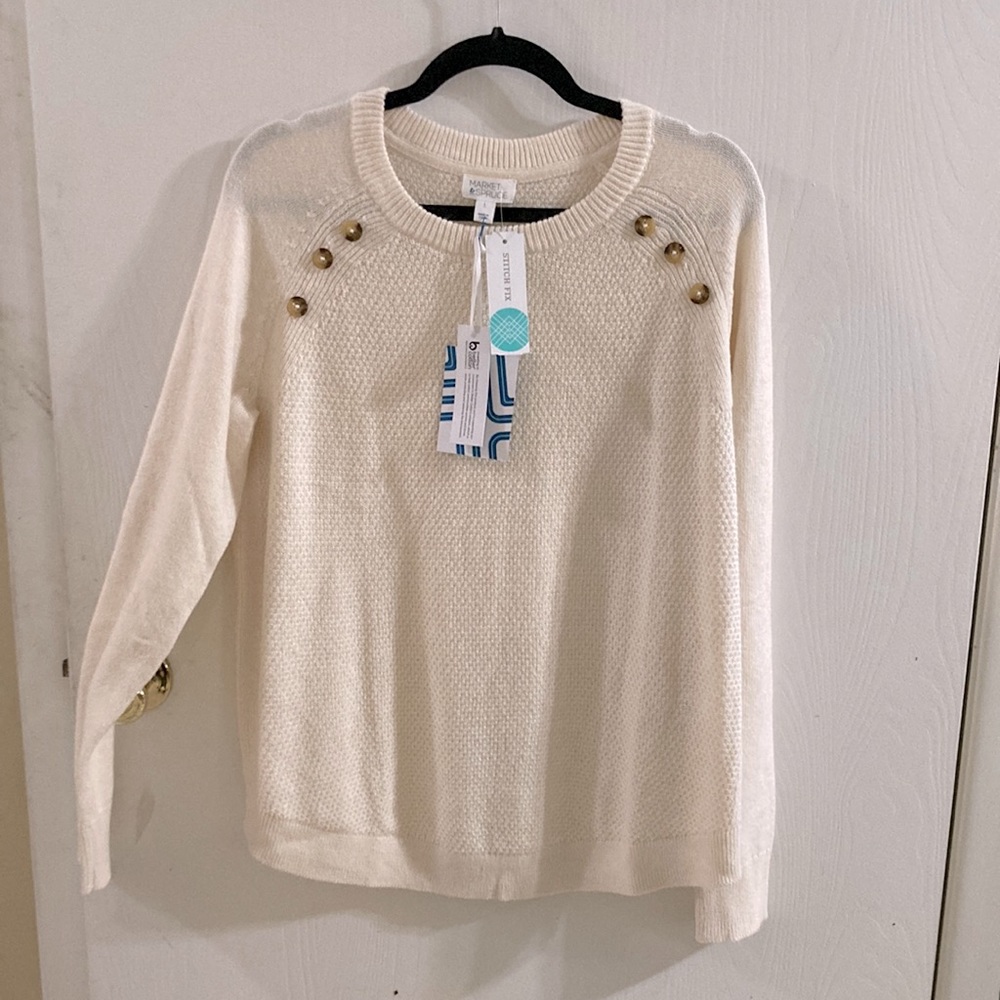 MARKET & SPRUCE Off White Sweater Large